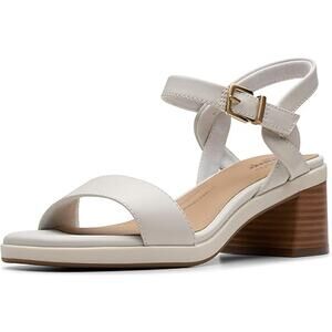 NWT Clarks Women’s Jaylan Ray Heeled Sandal Off White Leather Size 10